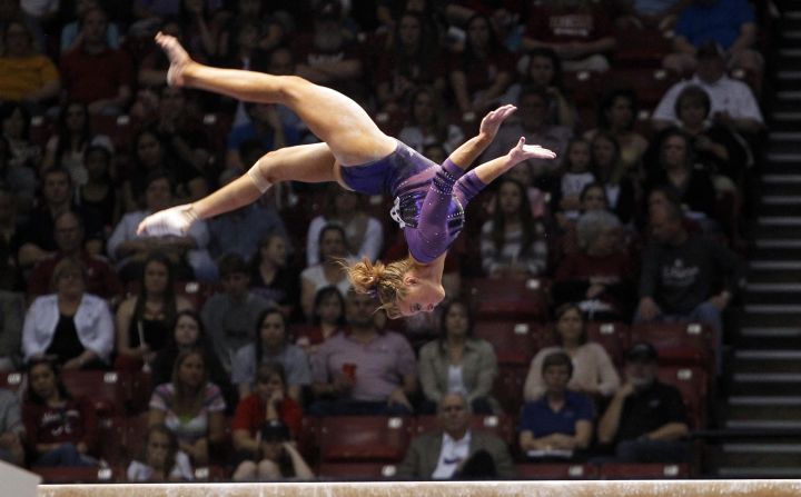 Louisiana State University's Kaleigh Dickson competes on the balance beam during the NCAA women's gymnastics championships on April 19 in Birmingham, Alabama.
