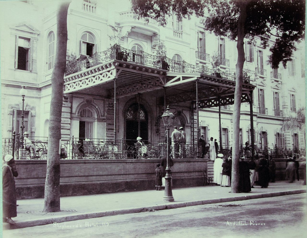 It also attracted royalty, aristocracy diplomats, and the bourgeoisie with its luxurious decor, excellent cuisine, and superb service which matched Europe's most exclusive establishments. This image shows the Shepherd's Hotel in Cairo, where many Orient Express passengers would stay. 