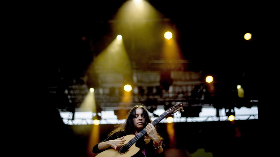 Mexican musician Gabriela Quintero performs in 2012 as part of the Nuits de Fourviere music festival. The summer festival sees 60 or so shows, many of which take place in an unbeatable setting: Lyon's main Roman amphitheater, built around 15 B.C.