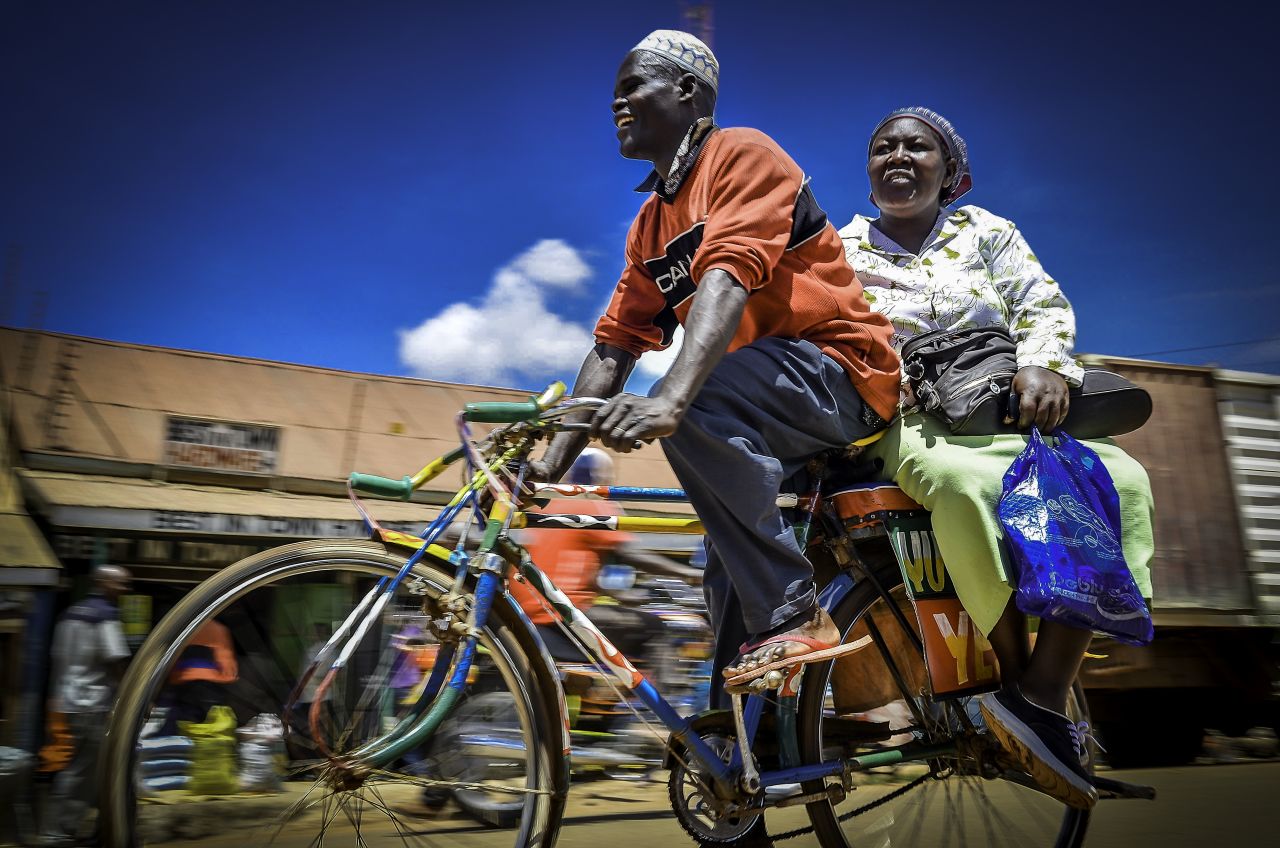"Boda Boda" is a bicycle taxi. Many in Western Kenya rely on boda boda to get around. Photographer Frank Odwesso's winning image highlights how Kenyans use innovation to get around what would otherwise be a setback.