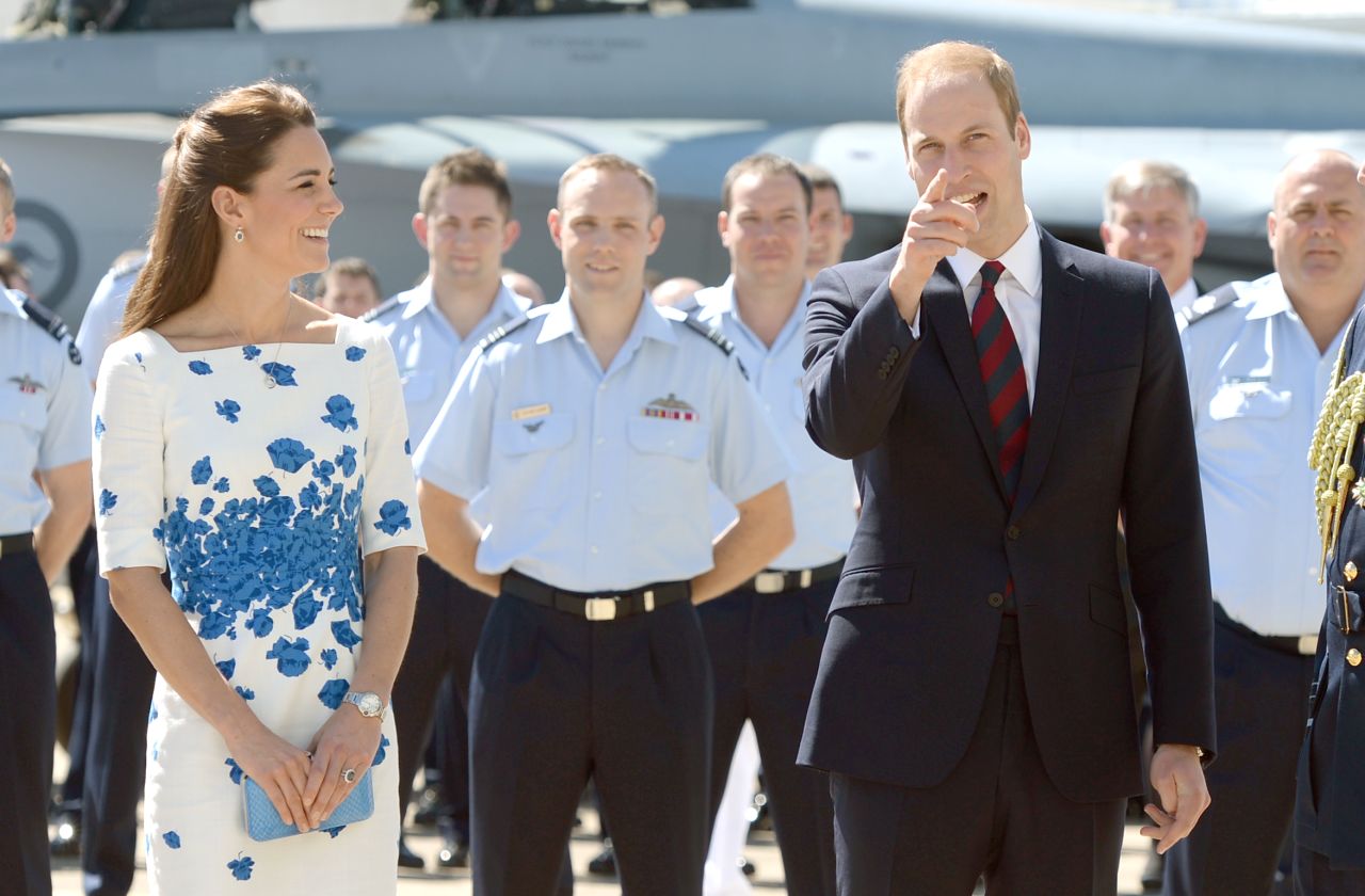 London-based upscale fashion brand L.K. Bennett also benefited from the royal touch, when the Duchess appeared the following day at the Royal Australian Airforce Base, Amberley, in a pretty blue and white floral number.