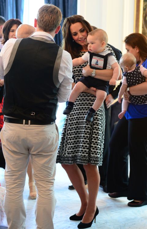Prince George's outfits have been attracting just as much attention as Kate's recently. For his playdate at Royal New Zealand Plunket Society last week he went upmarket with Sailboat Smocked Dungarees from Rachel Riley and a bodysuit from the Chelsea Clothing Company. 