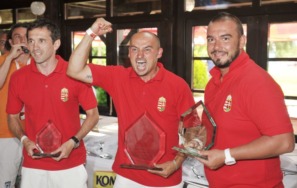 Three countries formed the Federation for International FootGolf in June 2012 for the first ever World Cup in Budapest, Hungary, which was won by Bela Lengyel (center). Today the world governing body boasts 22 different member nations.