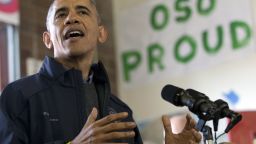 President Barack Obama speaks to first responders, recovery workers and community members at the Oso Fire Department in Oso, Wash., Tuesday, April 22, 2014, the site of the deadly mudslide that struck the community in March. (AP Photo/Carolyn Kaster)