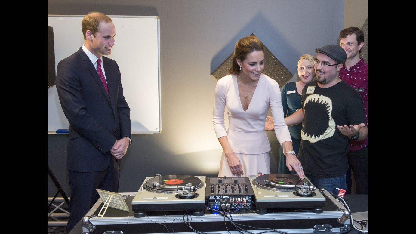 Catherine plays on DJ decks at a youth community center on Wednesday, April 23, in Adelaide, Australia.