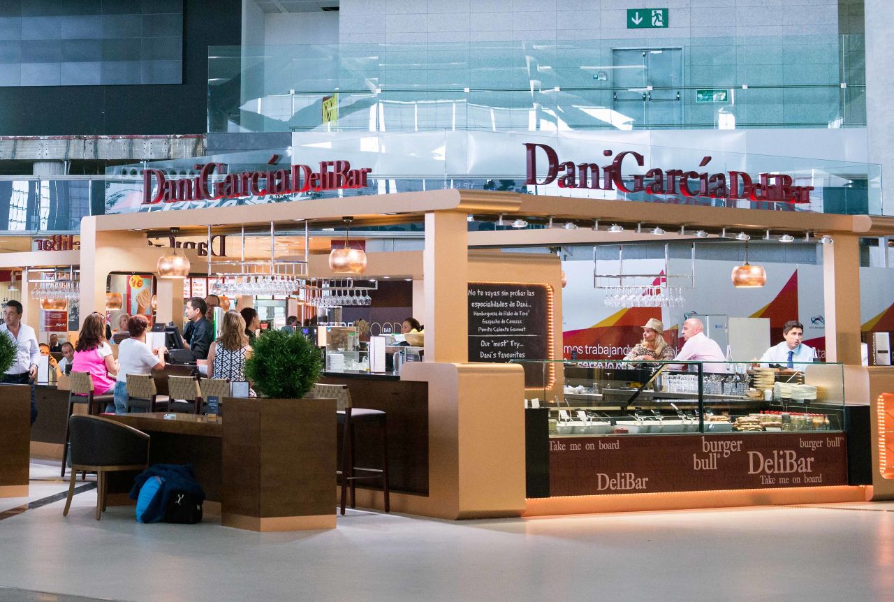This airport in Spain serves modern tapas with classic Andalusian flavors -- cherry gazpacho, crab ravioli and oxtail burger are a few of the menu items. 