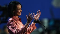 TAMPA, FL - AUGUST 29:  Former U.S. Secretary of State Condoleezza Rice speaks during the third day of the Republican National Convention at the Tampa Bay Times Forum on August 29, 2012 in Tampa, Florida. Former Massachusetts Gov. Mitt Romney was nominated as the Republican presidential candidate during the RNC, which is scheduled to conclude August 30.