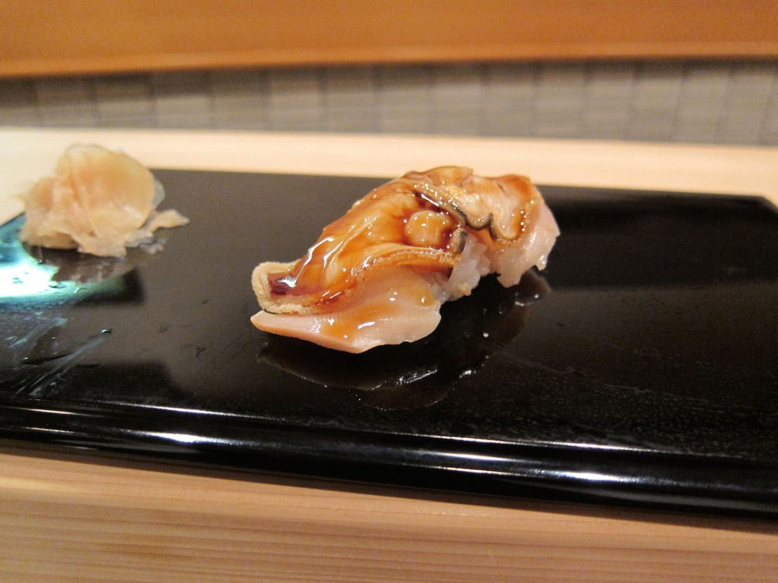 Hamaguri (clam) is one of the many fresh foods on offer at Sukiyabashi Jiro.