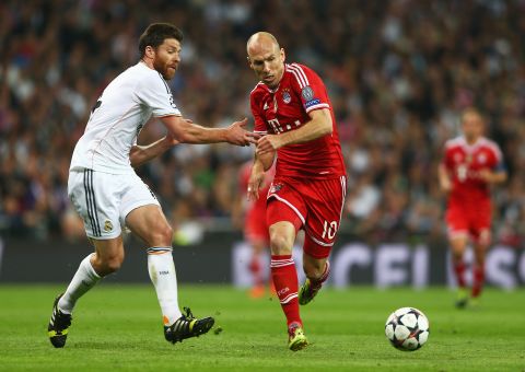 Former Madrid player Arjen Robben (right) was one of several Bayern Munich players who failed to make their superior possession pay in front of goal.