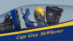 Capt. Greg McWherter, who was then commanding officer of the Blue Angels, performs in an air show in Lincoln, Nebraska, on September 10, 2011.