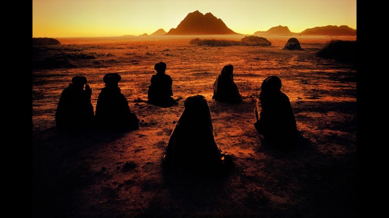 Kuchi nomads pray near Kandahar, 1992.