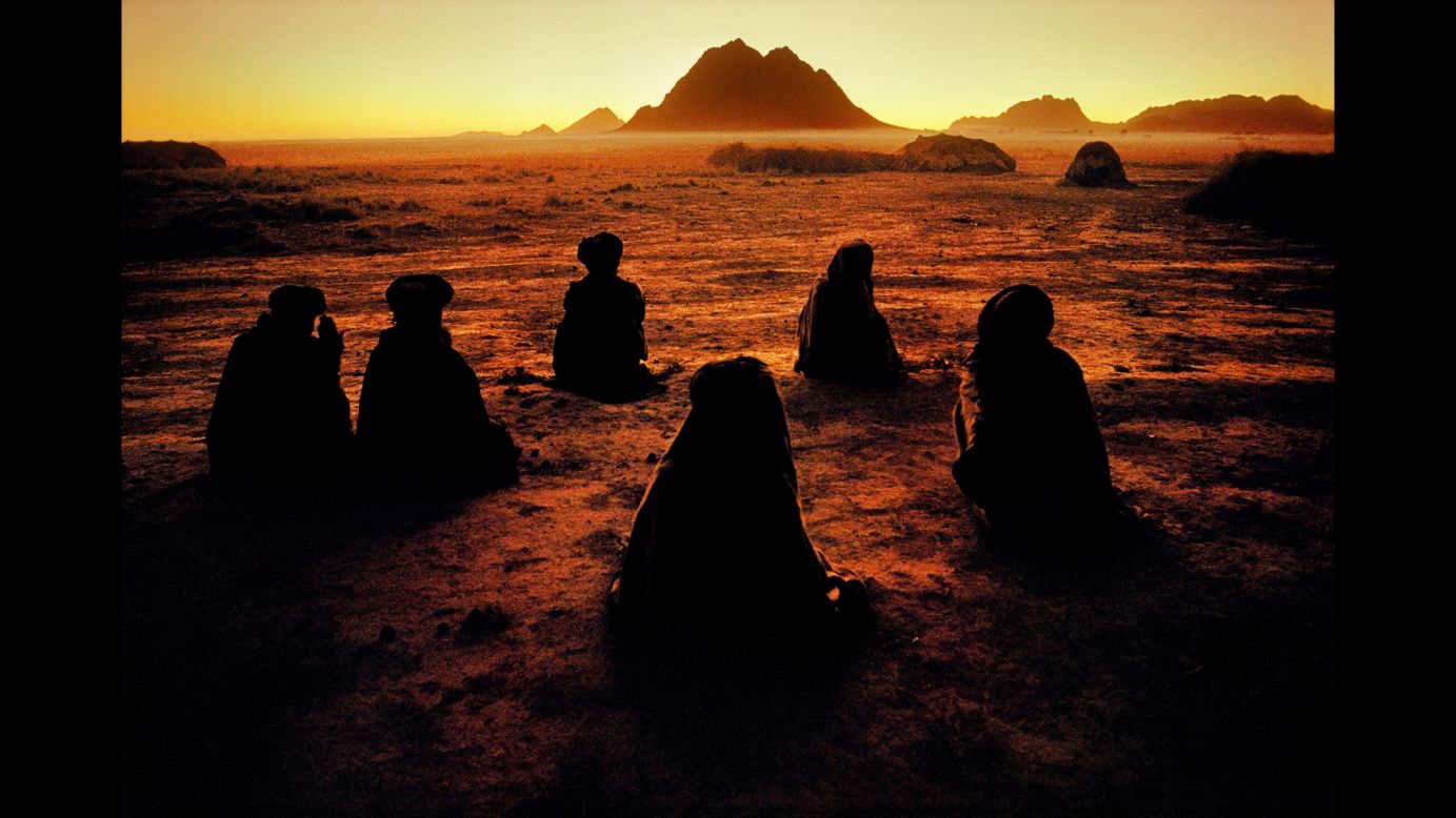Kuchi nomads pray near Kandahar, 1992.