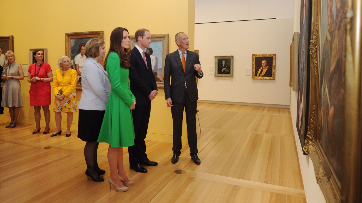 The royal couple visit the National Portrait Gallery in Canberra, Australia, on April 24. 