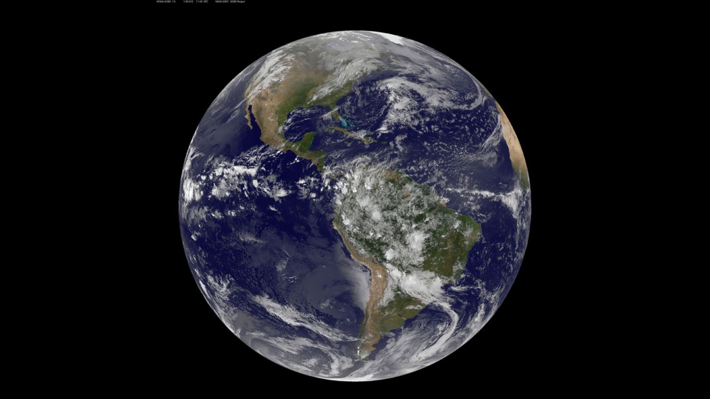 NOAA's GOES-East satellite captures a stunning view of the Americas on Earth Day, Tuesday, April 22. 