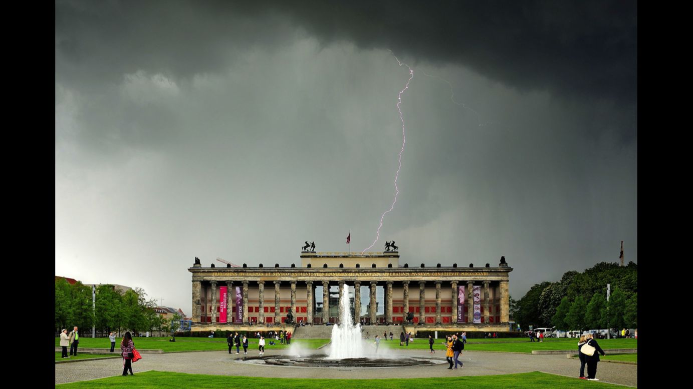 Lightning strikes Museum Island in Berlin on Wednesday, April 23. 