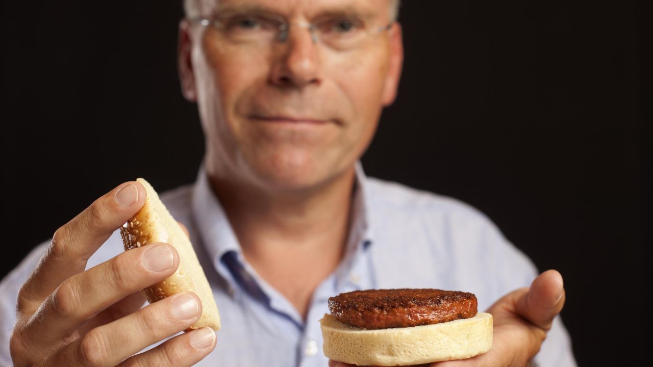 This lab-grown burger was developed by Professor Mark Post of Maastricht University in the Netherlands.