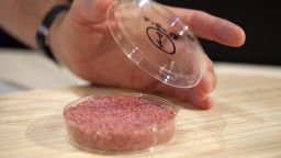 A lab-grown meat burger made from Cultured Beef, which has been developed by Professor Mark Post of Maastricht University in the Netherlands.