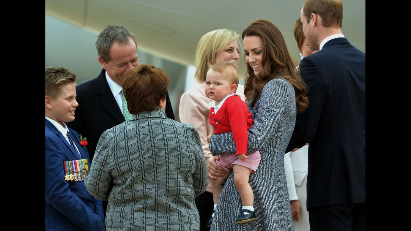 Lynne Cosgrove, center, wife of the governor-general of the Commonwealth of Australia, sees the royal family off.