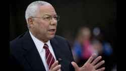 Caption:Colin Powell, former U.S. secretary of state, speaks during a Bloomberg Television interview in Washington, D.C., U.S., on Friday, May 24, 2013. Powell, who served in three Republican administrations, said U.S. President Barack's Obama's National Defense University speech 'made it clear that there are still enemies out there' but the U.S. has to be 'more careful' with the use of force, 'especially with respect to drones.' Photographer: Andrew Harrer