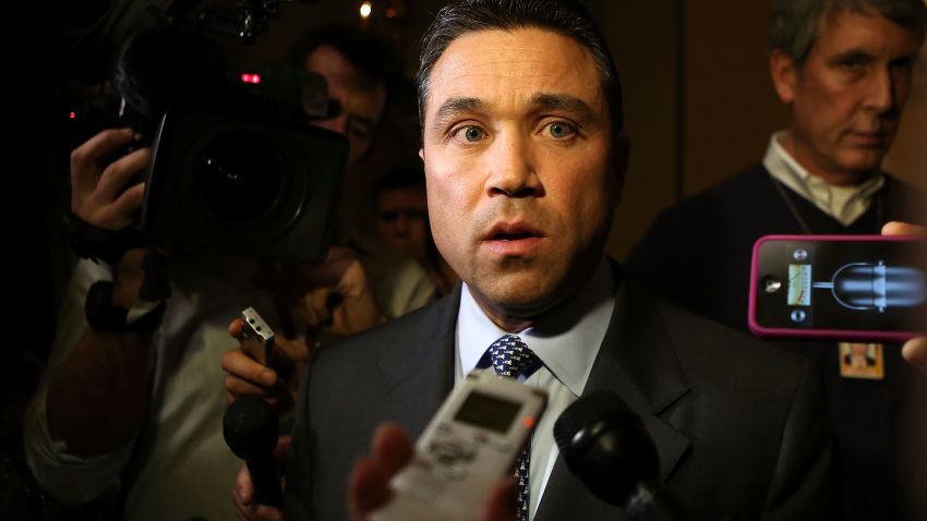 WASHINGTON, DC - JANUARY 02: U.S. Rep. Michael Grimm (R-NY) speaks to the media prior to a meeting regarding the Sandy aid bill with Speaker of the House Rep. John Boehner (R-OH) January 2, 2013 on Capitol Hill in Washington, DC. The House Republican leadership was criticized for not acting on the Senate passed legislation for Hurricane Sandy disaster aid. (Photo by Alex Wong/Getty Images)