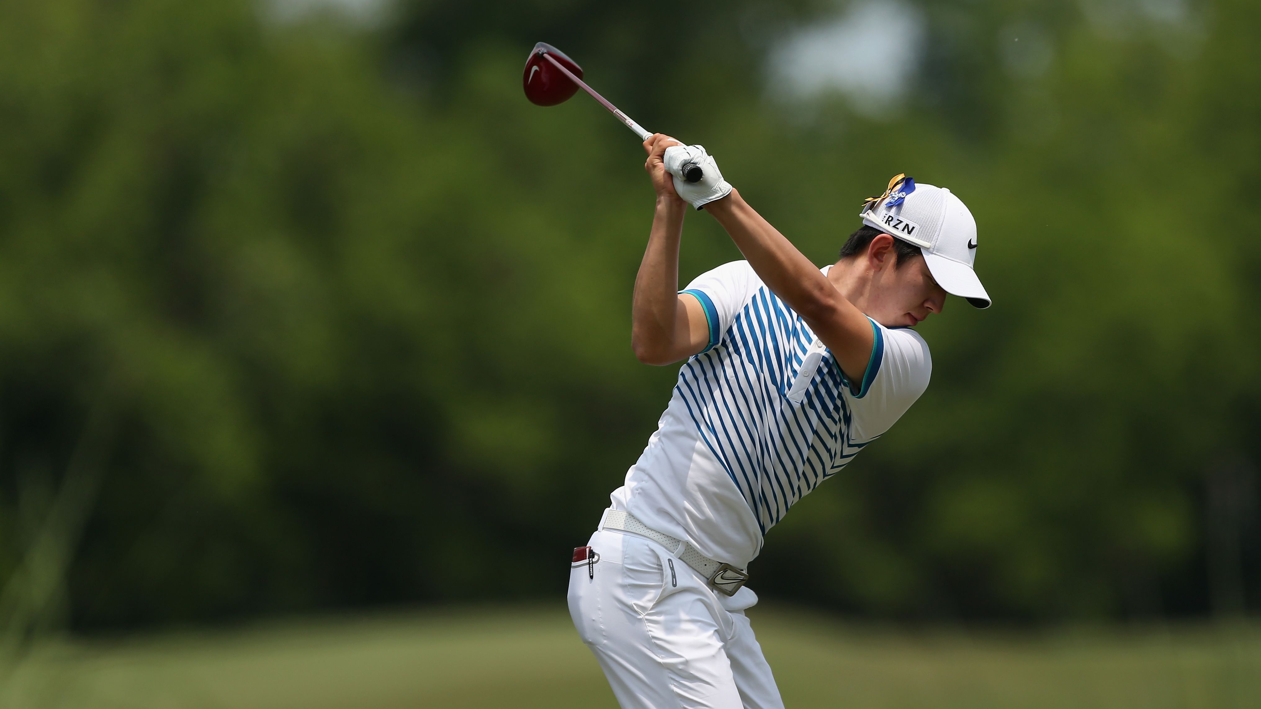 Noh Seung-Yul tees off during round three of the Zurich Classic of New Orleans at TPC Louisiana. 
