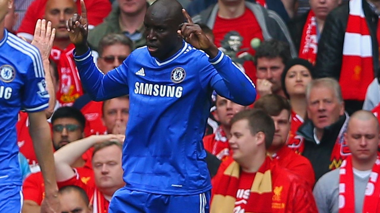 Demba Ba celebrates his crucial goal for Chelsea at Anfield as Liverpool's run of EPL wins came to an end