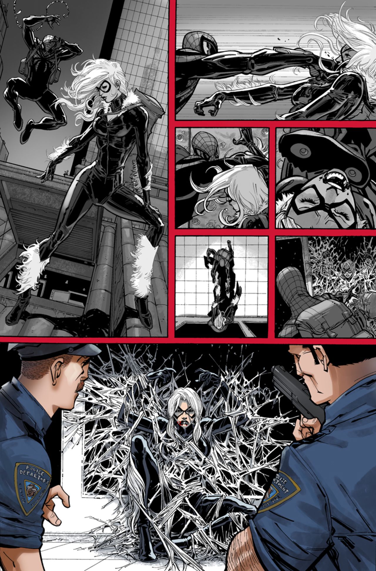 In the first issue, fans flash back to a confrontation between Spider-Man and Black Cat, which ends up with Black Cat in prison.