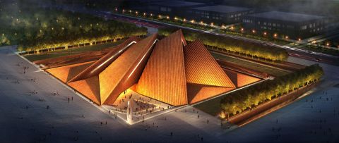 Foster + Partners designed the Datong Art Museum deliberately with a corton steel roof that will naturally weather over time. The 32,000-square-meter venue will be one of four major venues within Datong's new cultural area.