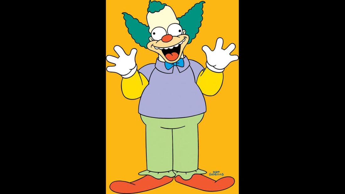 Everybody knows the lovable, corrupt cartoon character Krusty the Clown from "The Simpsons." He is host of his own "The Krusty the Clown Show" and owner of his own fast food chain, Krusty Burger, known for its variety of animal meat burgers.