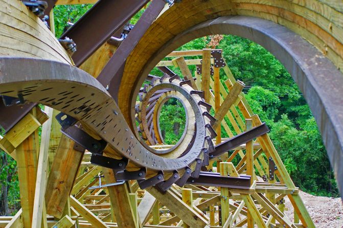 Dare you ride it? The first wooden coaster that features a double barrel roll as well as the world's steepest first drop on a wooden coaster (162 feet at 81 degrees) can be found at Silver Dollar City.