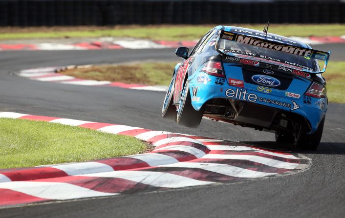 Mark Winterbottom cuts a corner during the ITM 500 Auckland, the fourth event of the V8 Supercars Championship that was held April 25-27 in Pukekohe, New Zealand.