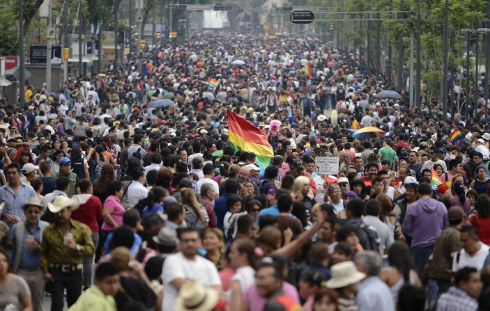 Latin America's conservative position on homosexuality has started to shift in recent years, and Mexico City has been at the forefront. The 35th Gay Pride Parade made its way along Reforma Avenue on June 29, 2013.