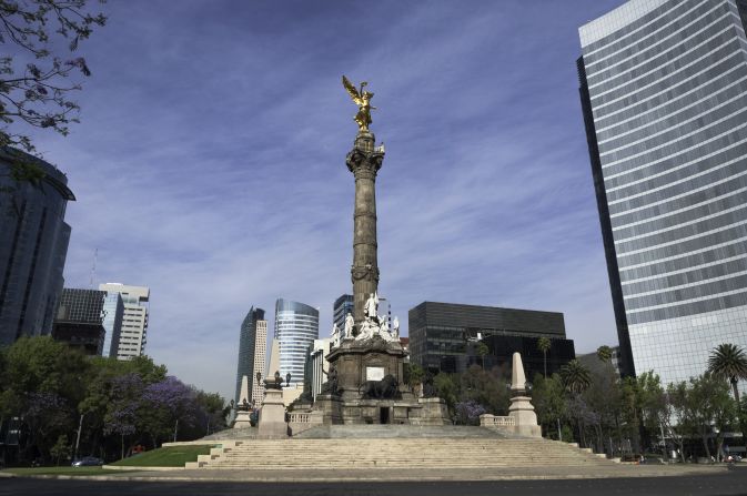 The dried-out bed of a big lake isn't the best foundation for construction. The 1910 Angel of Independence monument is one of the city's sinking structures.