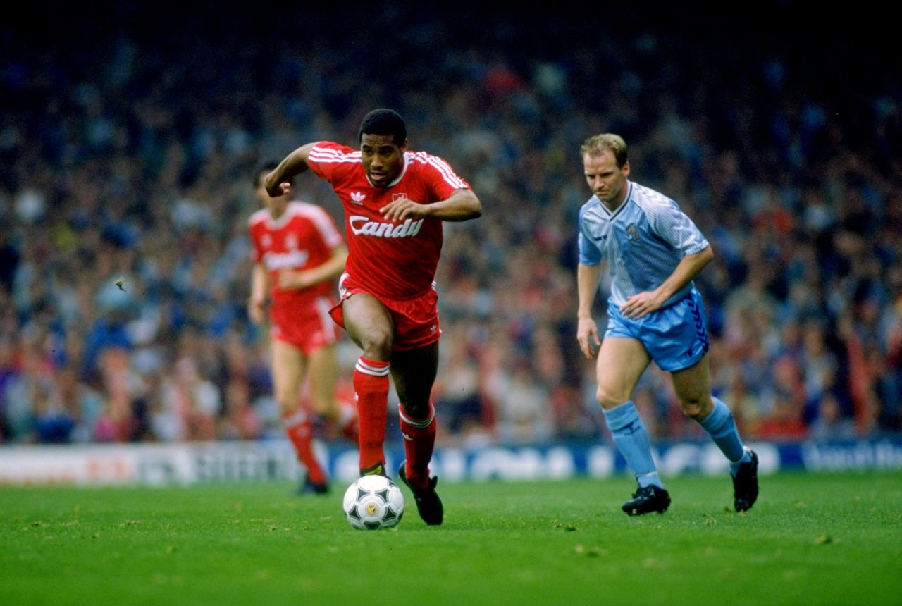 An Everton fan threw a banana at Liverpool's John Barnes in 1988, with the England international forced to kick it off the pitch.