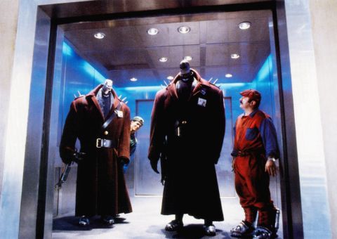 Hoskins took on the occasional lighthearted role. In 1993's <strong>"Super Mario Bros.,"</strong> he plays Mario Mario, brother of Luigi Mario (John Leguizamo, left) and foe of dinosaurlike humanoids.