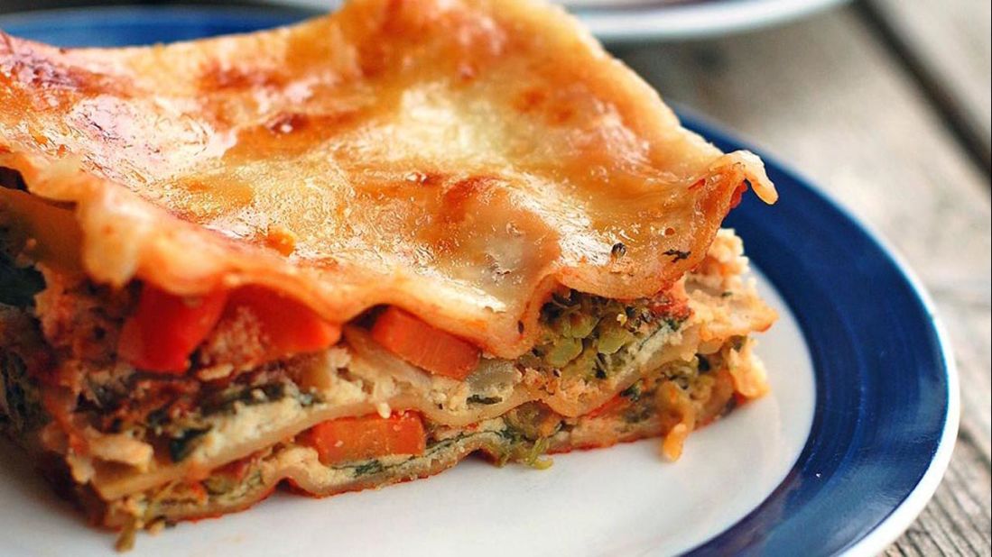 Your favorite chopped veggies take center stage in this lasagna recipe, along with whole-grain lasagna noodles and ricotta cheese.