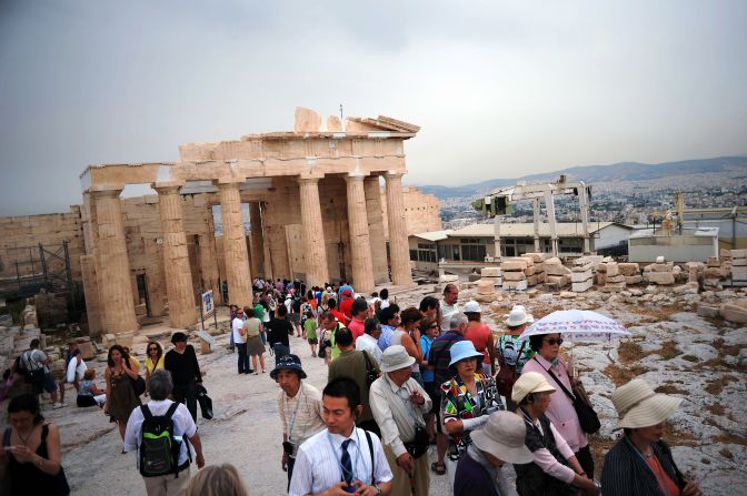 The climb up is hot and crowded -- but at the top, you'll see why a million people do this every year. This is Athenian culture refined and placed on a pedestal 150 meters high.