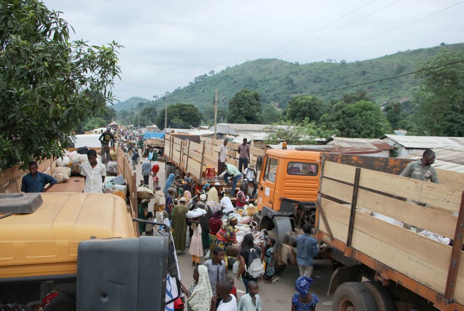Muslims leave the PK12 neighborhood of Bangui on April 27. "Since December, nearly one million people in CAR have fled their homes amid brutal attacks and reprisals by warring factions -- chiefly the Seleka and anti-Balaka militias," writes Tammi Sharpe, UNHCR's deputy representative in the country.