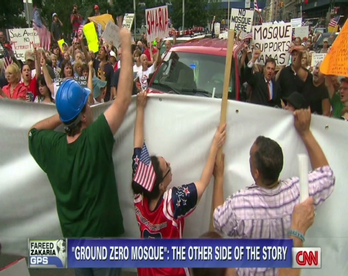 Protesters demonstrate against the "Ground Zero mosque."