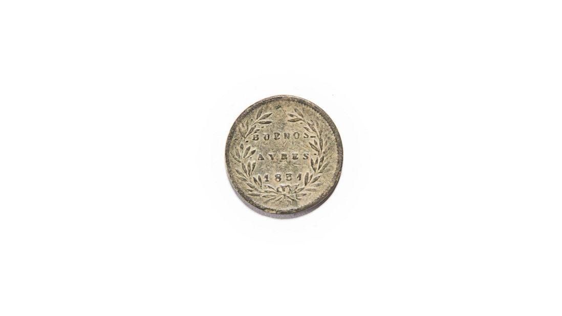 This 1831 half-real from Argentina was likely used as currency in the camp, just like all coins, as well as grocery tokens and buttons. Foreign coins were traded among prisoners. Many regiments featured new immigrants who had recently arrived in the United States and joined the Union army. The coin is among artifacts on display at the Georgia Southern Museum. Brent Tharp, head of the museum, says students helped prepare the exhibit.