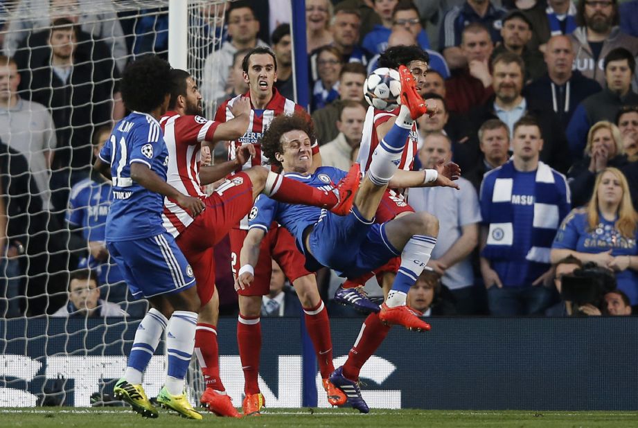 David Luiz went close to opening the scoring for Chelsea when his acrobatic overhead kick sailed just past the post.