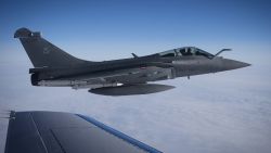 A photo taken on April 29 , 2014 shows a French Rafale jet fighter flying over France. Britain and France deployed eight fighter jets on April 28, 2014 to reinforce NATO air patrols over the Baltics as tensions rise with Russia over Ukraine.