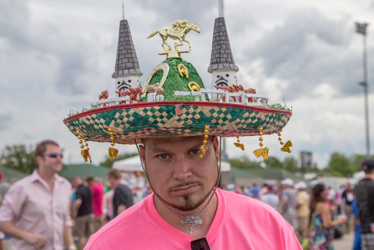 Churchill Downs' twin spires figure in many hat designs, "but I love that this guy did it on a sombrero," McGraw said. Derby weekend is usually around Cinco de Mayo, which leads to lots of Mexican-themed headpieces. McGraw says most hat-wearers are happy to pose for him. But maybe not this guy. 
