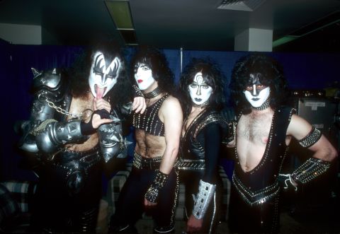 Lead guitarist Ace Frehley left the band in 1982 and was replaced by Vinnie Vincent. The new lineup -- from left, Simmons, Stanley, Vincent and Carr -- pose here in 1983.
