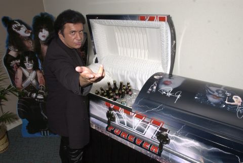 The band, especially Simmons, has shrewdly marketed KISS' image and logo, placing it on everything from action figures to, well, caskets. The <a href="http://money.cnn.com/gallery/news/companies/2014/02/18/kiss-band-marketing.fortune/11.html">KISS Kasket</a> sells for $5,000, comes in two designs and is wildly popular among fans. Would you rather be cremated? Don't worry, there's a KISS urn as well. 