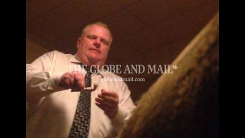 In the video purportedly filmed April 27, the Toronto Globe and Mail reported that Ford is seen smoking what a drug dealer described as crack from a copper-colored pipe. Two Globe and Mail reporters viewed the video, and the publication said it was shot in what appears to be Ford's sister's basement. The paper said the substance in the pipe could not be confirmed.