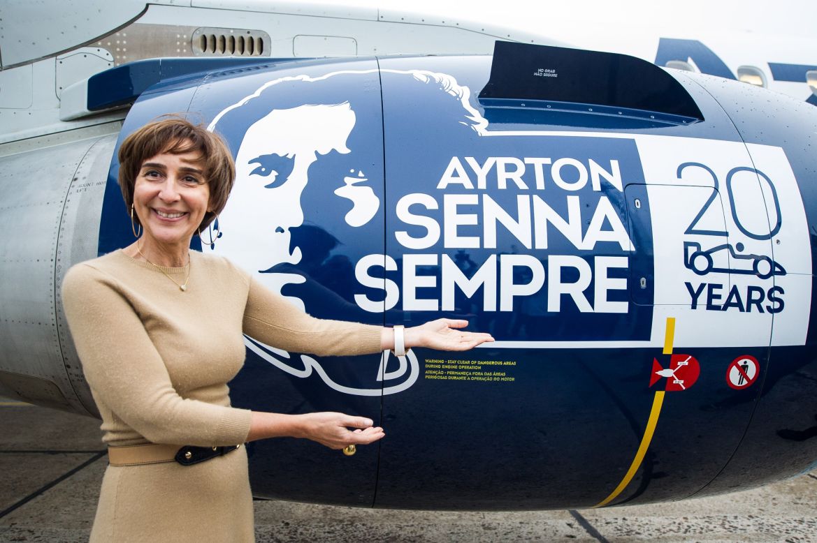 Senna's sister Viviane was on hand at the grand unveiling of the plane. She is the head of the Ayrton Senna Institute, which partners with major corporations to give educational opportunities to millions of children across Brazil