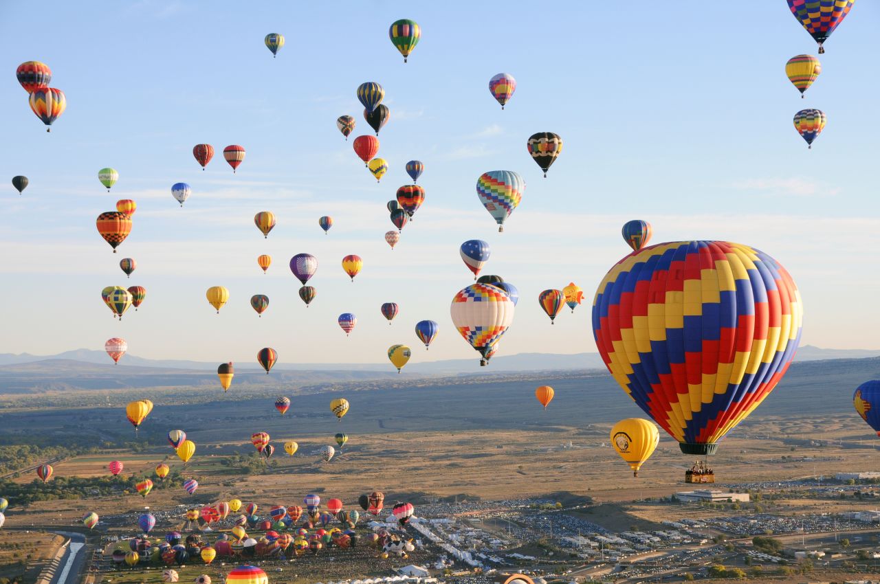 Enjoy the colorful display of more than 500 colorful balloons taking flight just north of Albuquerque, New Mexico. 
