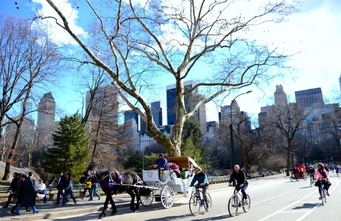 New Yorkers enjoy the sun in Central Park on Manhattan, New York.  The United States rank number seven in the OECD list, at the top in housing, and income and wealth, but below average in work-life balance.
