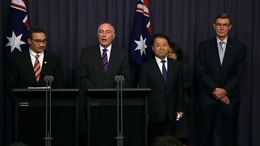 Australian Deputy PM Warren Trus held a presser on the search for MH370 at Parliament House in Canberra.